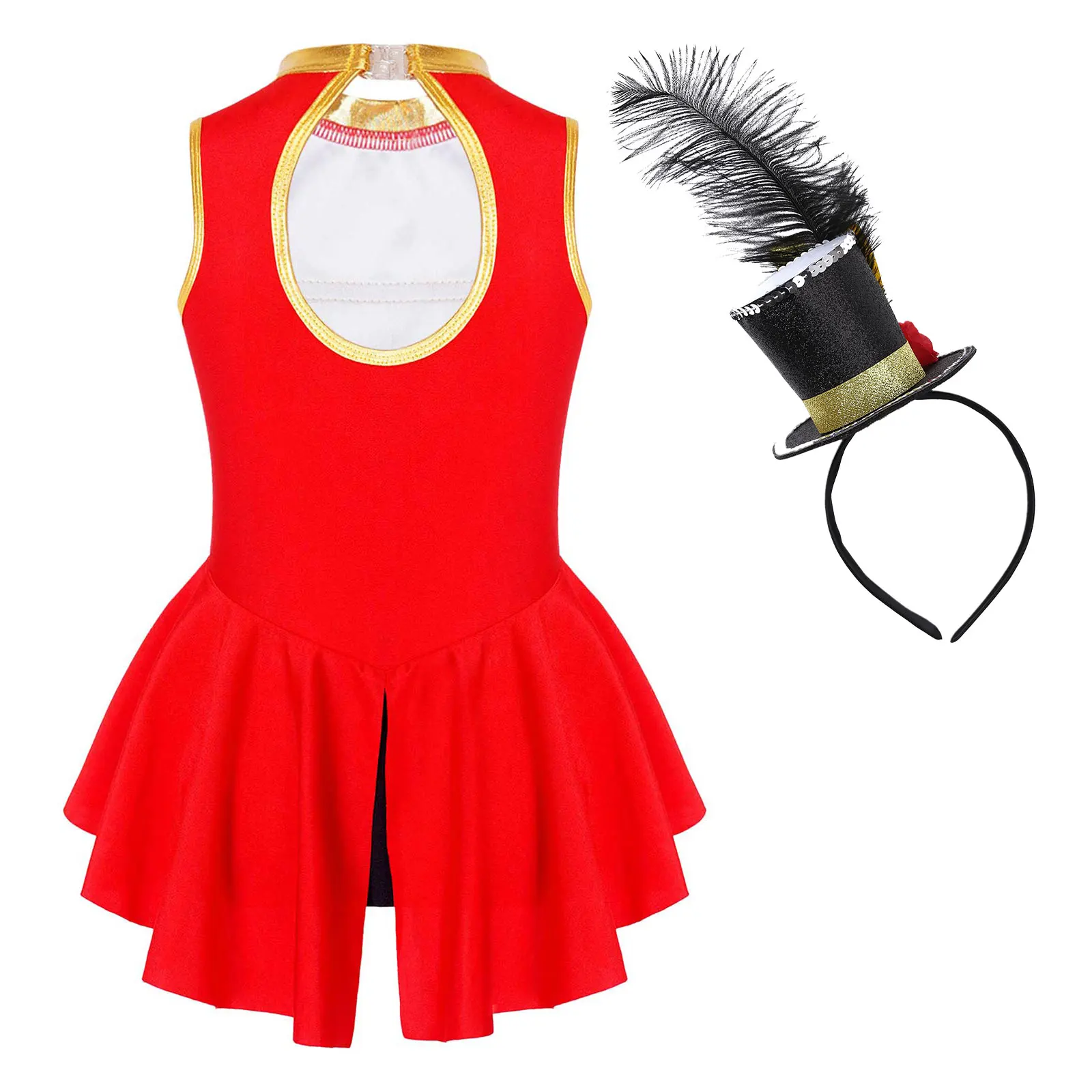 Cosplay Costume Kids Girls Dress Halloween Dress Outfit Girls Ringmaster Circus Costume Festival Performance Dance Leotard Dress Halloween Carnival Themed Party Role Play Dancewear