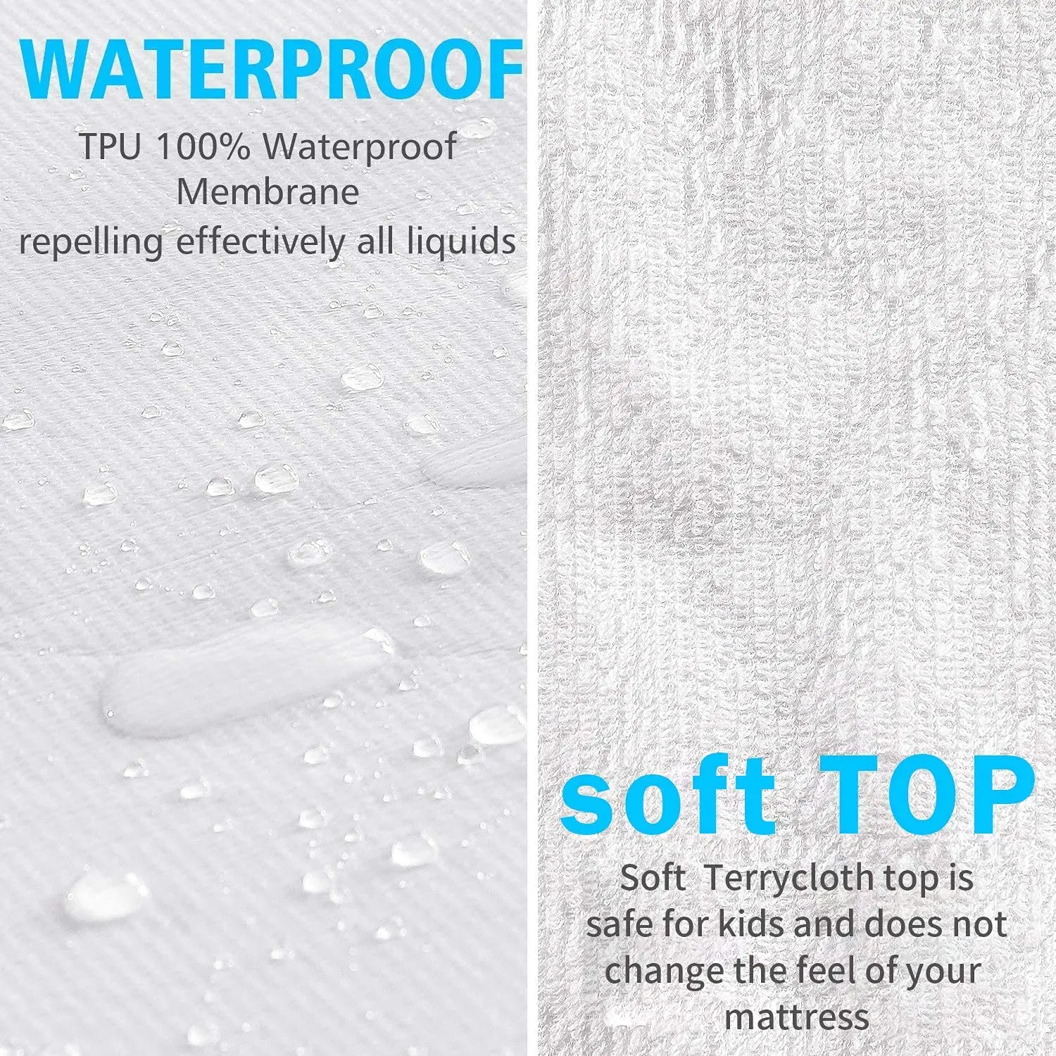 Waterproof Bedsheet Cotton Terry Flat Sheet Style Mattress Cover Anti Mites & Washable Sheet Protector 2
