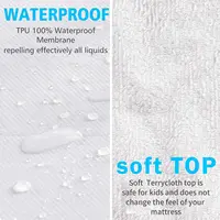 Waterproof Bedsheet Cotton Terry Flat Sheet Style Mattress Cover Anti Mites & Washable Sheet Protector 2