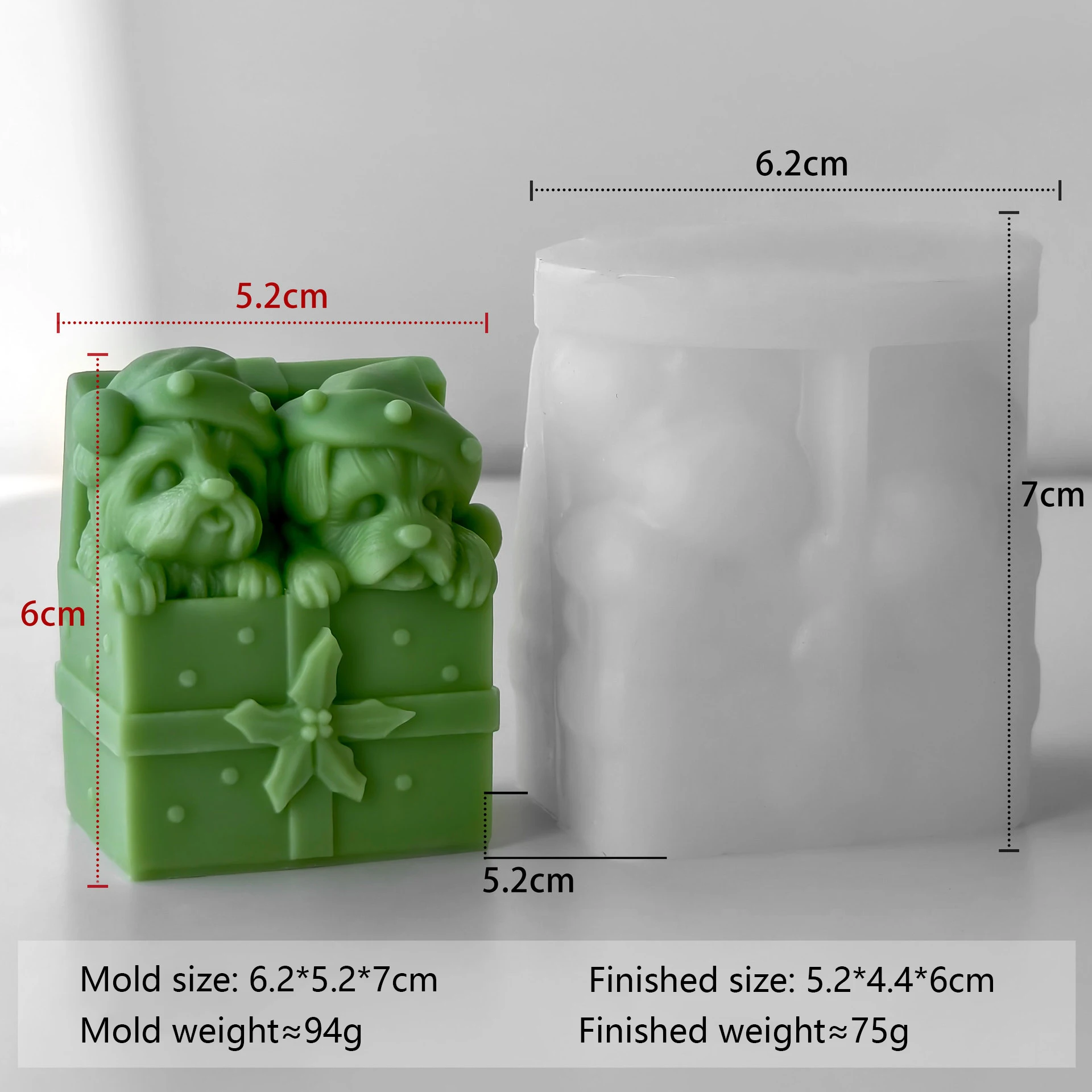 Weihnachten Hund Geschenk Box Kerze Silikon Form DIY Weihnachten Dekor Aroma Wachs Gips Handwerk Haustier Liebhaber Hause Dekoration – Detail 7