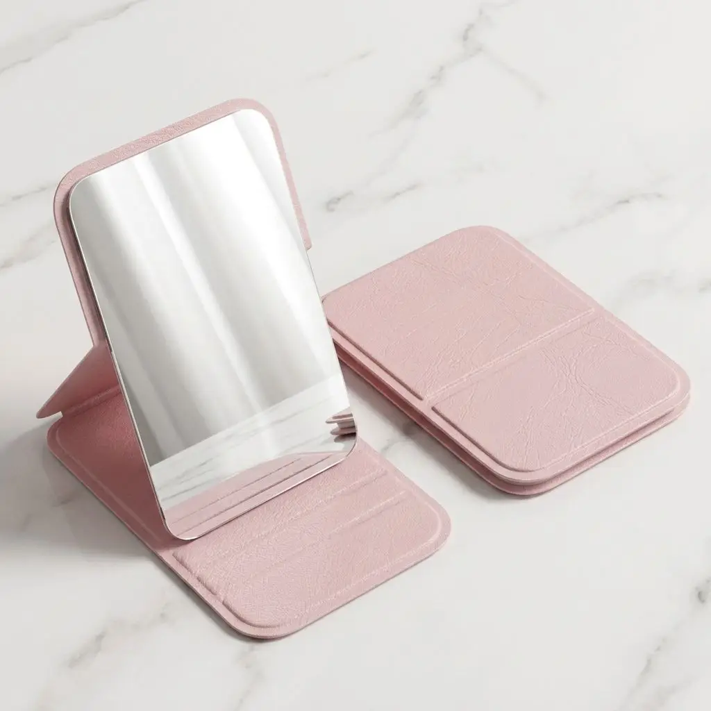 Compact Portable Makeup Mirror - Standable Handheld Cosmetic Accessory