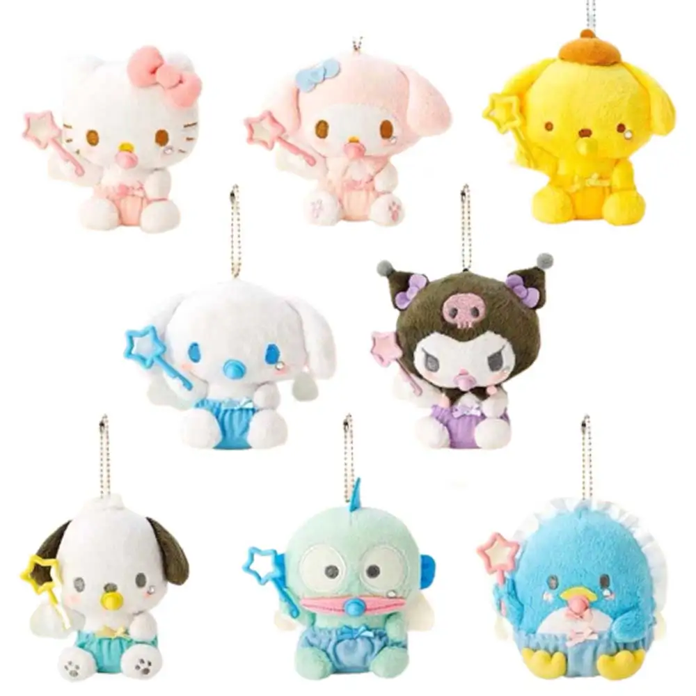 Sanrio Plush Doll Keychain Kawaii Kuromi Cinnamoroll My Melody Cinnamoroll  Anime Backpack Cute Pendant Stuffed Decoration Toys