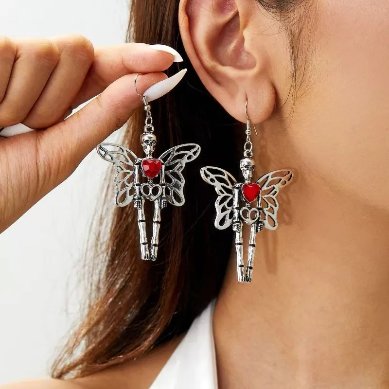 New Halloween Skeleton Dangle Earrings for Women Girls Vintage Punk Gothic Skull Earring Party Jewelry Gifts