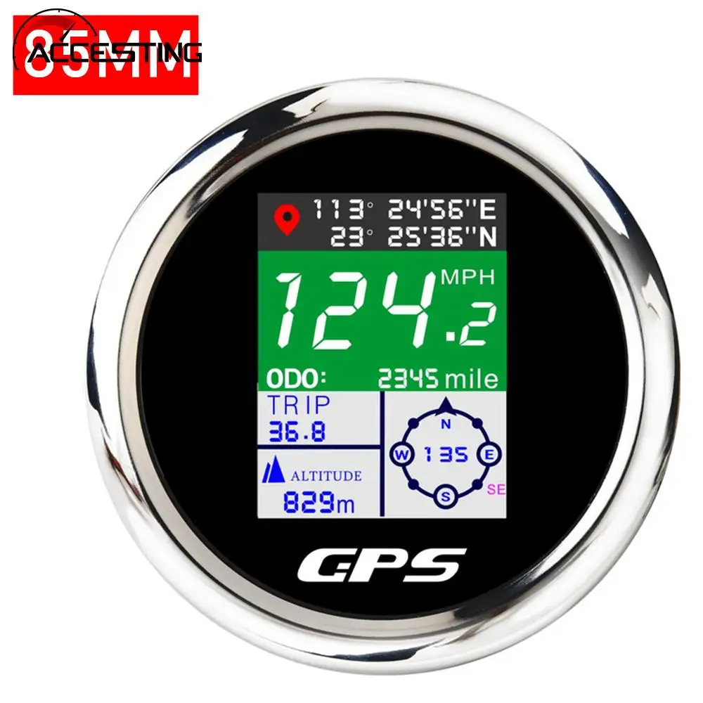 Digital Gps Speedometer 52mm/85mm Tft Screen With Adjustable Mph Knot