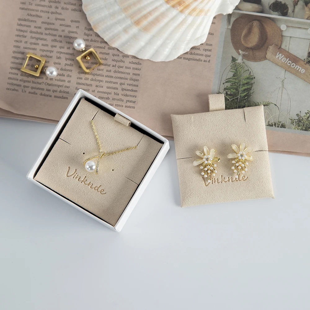 Custom Logo Microfiber Earrings Necklace Organizer Gift Insert Pad Card Suede Jewelry Pendant Bracelet Packaging Multi Hole Card