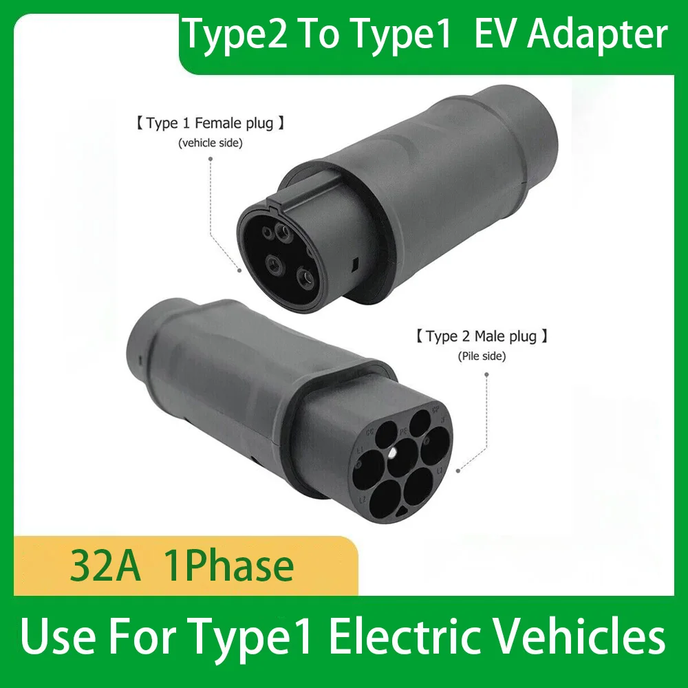 

Type2 to Type1 EV Charge Adapter 32A Type1 J1772 to Type2 IEC 62196 EVSE Electric Vehicle Charging Converter Connector