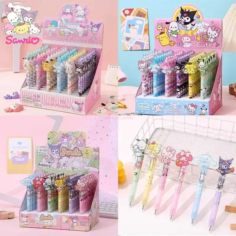 

Sanrio гелевые ручки 36/48 шт. кавайная Hello Kitty коричная зернистая ручка для пресса детские школьные принадлежности канцелярские товары магазин