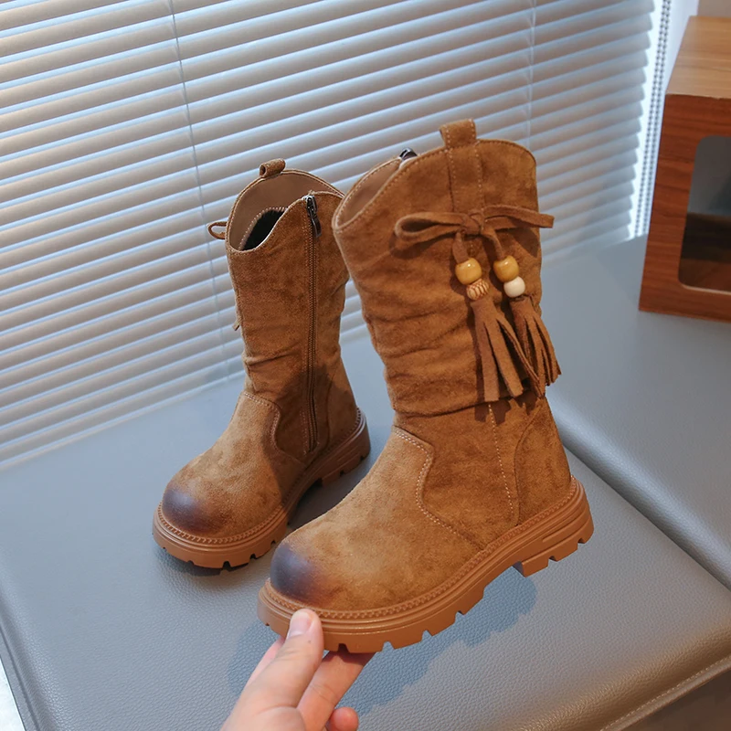 Suede Leather Ankle Boots for Girls Winter