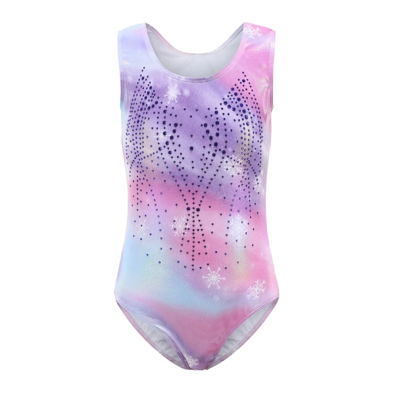 Girls Gymnastics Leotards Rainbow Color Bronzing Sleeveless Dancewear Athletic Ballet Dance Bodysuit For Kids 5-14 Years ballet leotard dance leotard