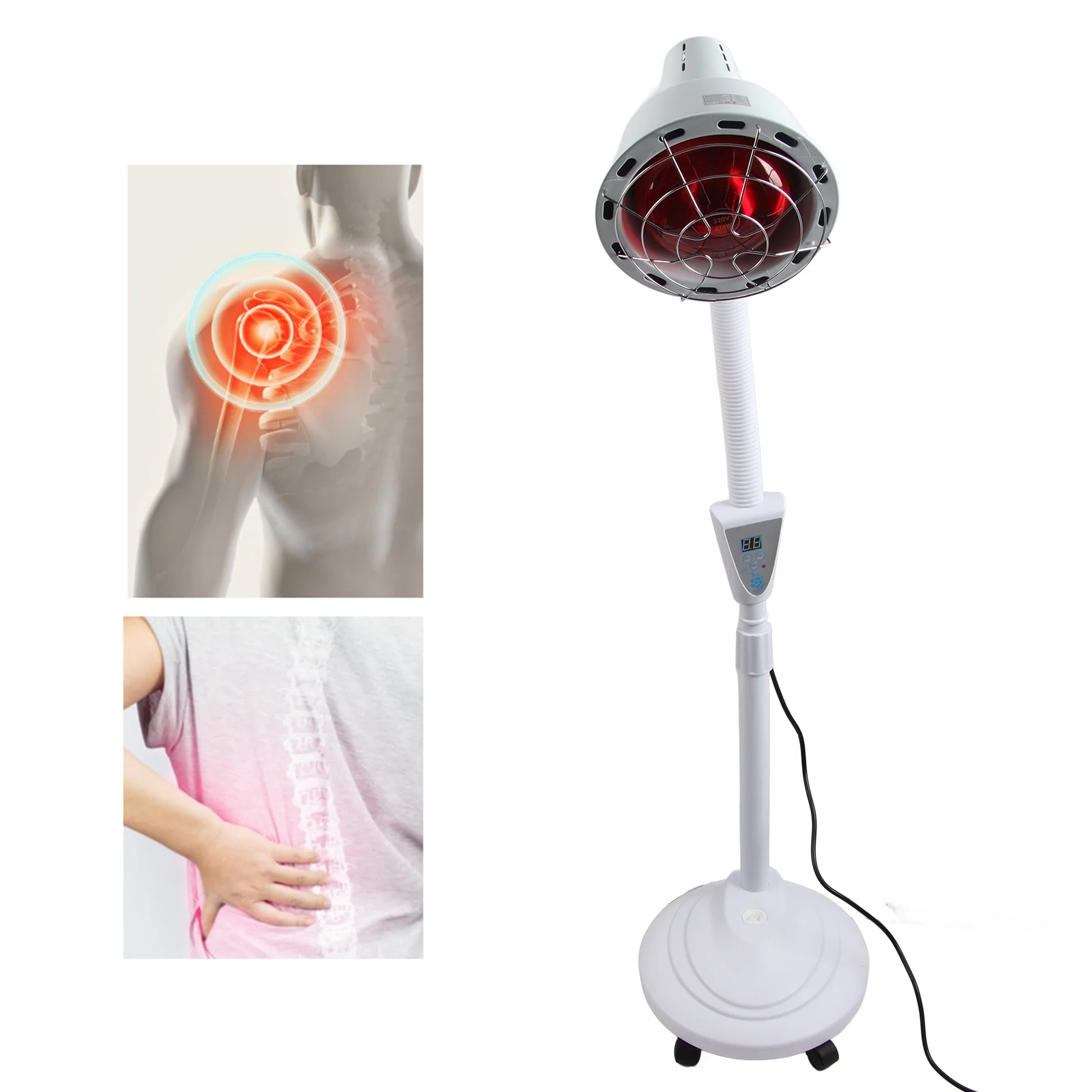 275W Floor Stand Infrared Light Heating Therapy Lamp Pain Relief Adjustable Skin Care Lamp Infrared Heating Light