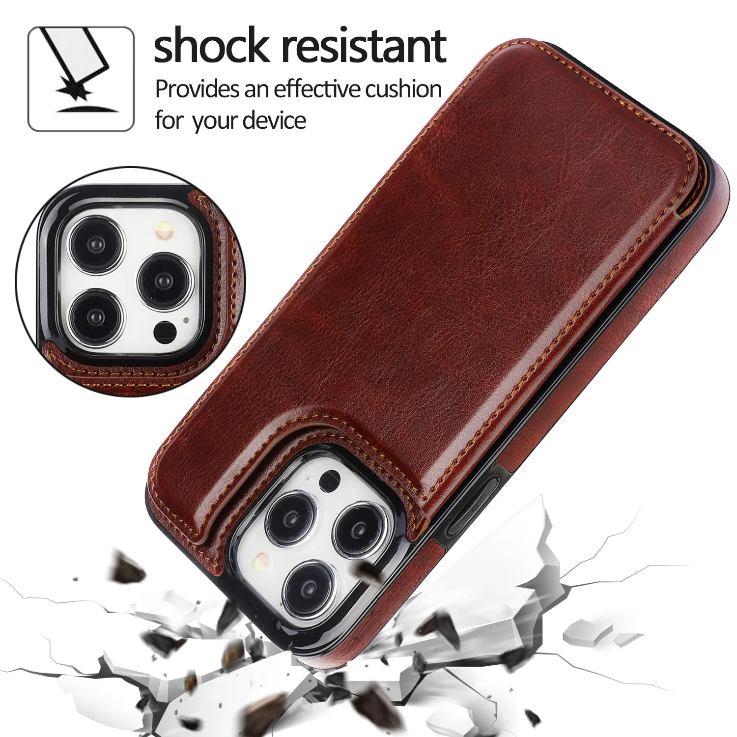 Premium Flip PU Leather Wallet Phone Case with Card Holder and Shockproof Protection