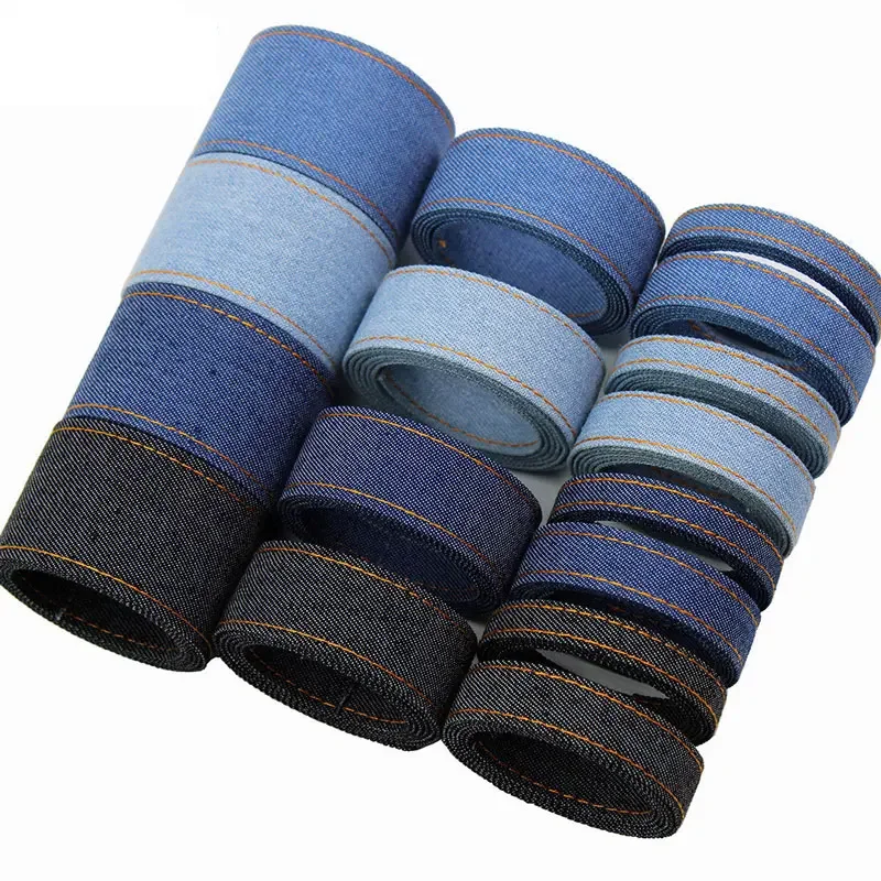 

1Yard Stitch Denim Ribbons Layering Cloth Fabric Jeans Bows Ribbon for DIY Crafts Apparel Sewing Accessories 10/16/25/38mm