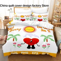 Parure de lit Bad Bunny Un Verano Sin Ti, housse de couette imprimée plage d'été, toutes tailles personnalisables, textile, tailles Twin, Full, Queen, King 2