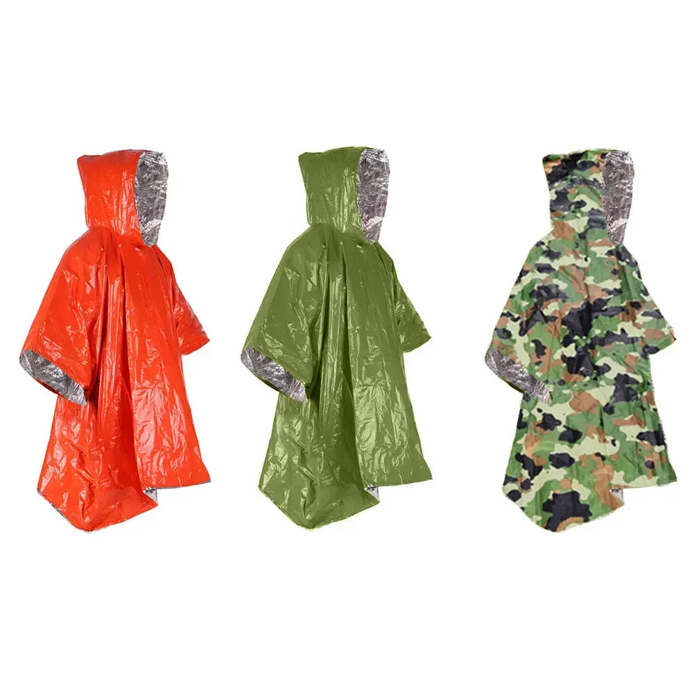 

Emergency Water Proof Raincoat Aluminum Film Disposable Poncho Cold Insulation Rainwear Blankets Survival Tool Camping Equipment