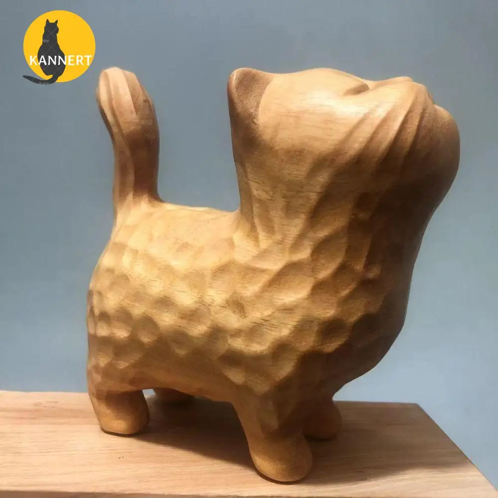 Hand-carved Wooden Cat, Wooden Cat Sculpture Collection Figurine Decoration, Desk Decoration Boxwood carving kitten