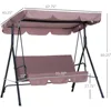 3 outdoor terrace swing chairs with removable cushions, steel frame brackets, and adjustable sloping roof, free of shipping 3