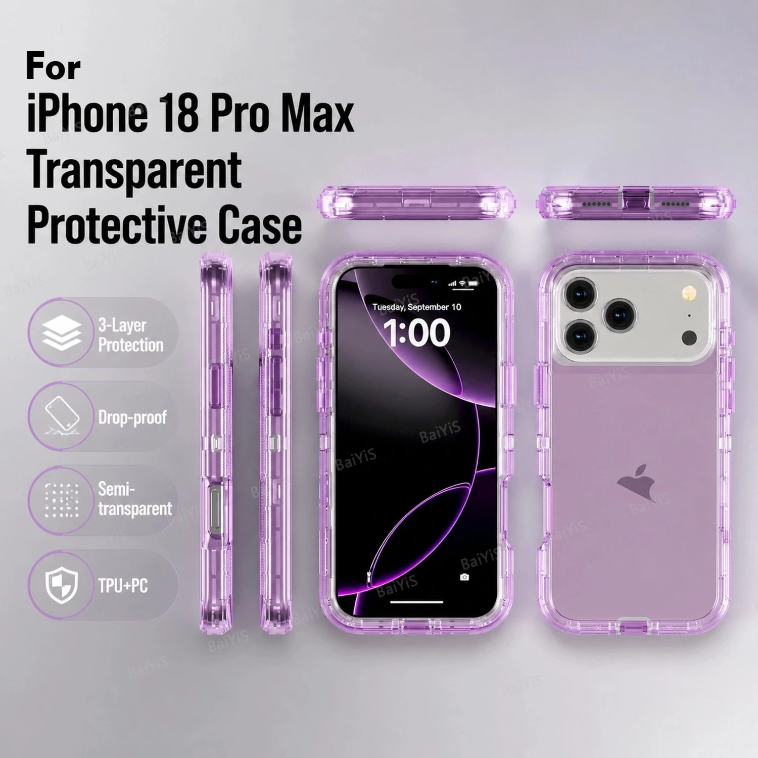 Rugged Armor Defender Case - Heavy Duty 3-in-1 TPU+PC Hybrid Anti-Drop Protection Cover