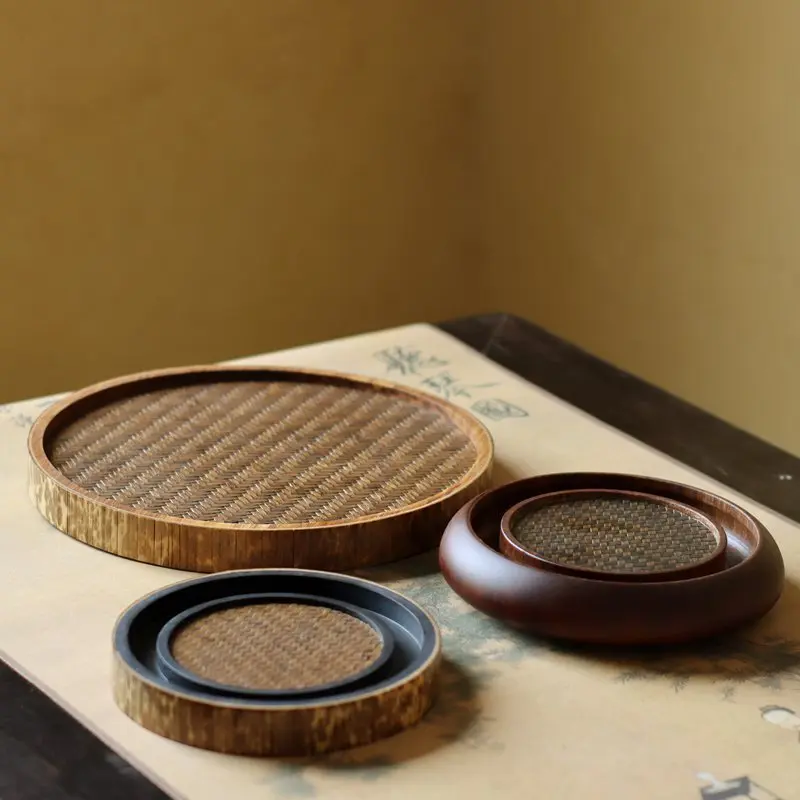 

Tea Tray Service Trays Provide Luxurious Coffeeware Teaware Zen Handmade Bamboo Pot Holder Table Kungfu Tea Set Accessories Puer