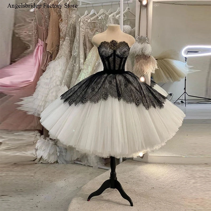 

Angelsbridep белое черное бальное платье для выпускного вечера Милая пышная короткая Пышная юбка для девушек танцевальное Вечернее Платье До Колена