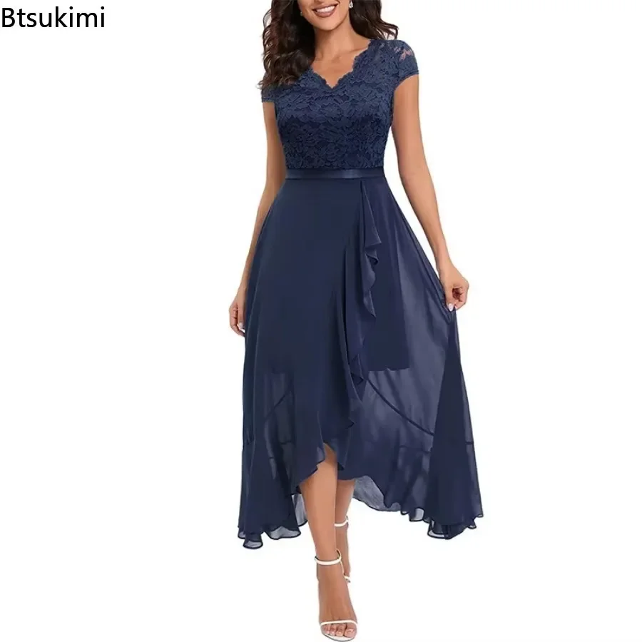 فستان ميدي دانتيل بألوان متعددة