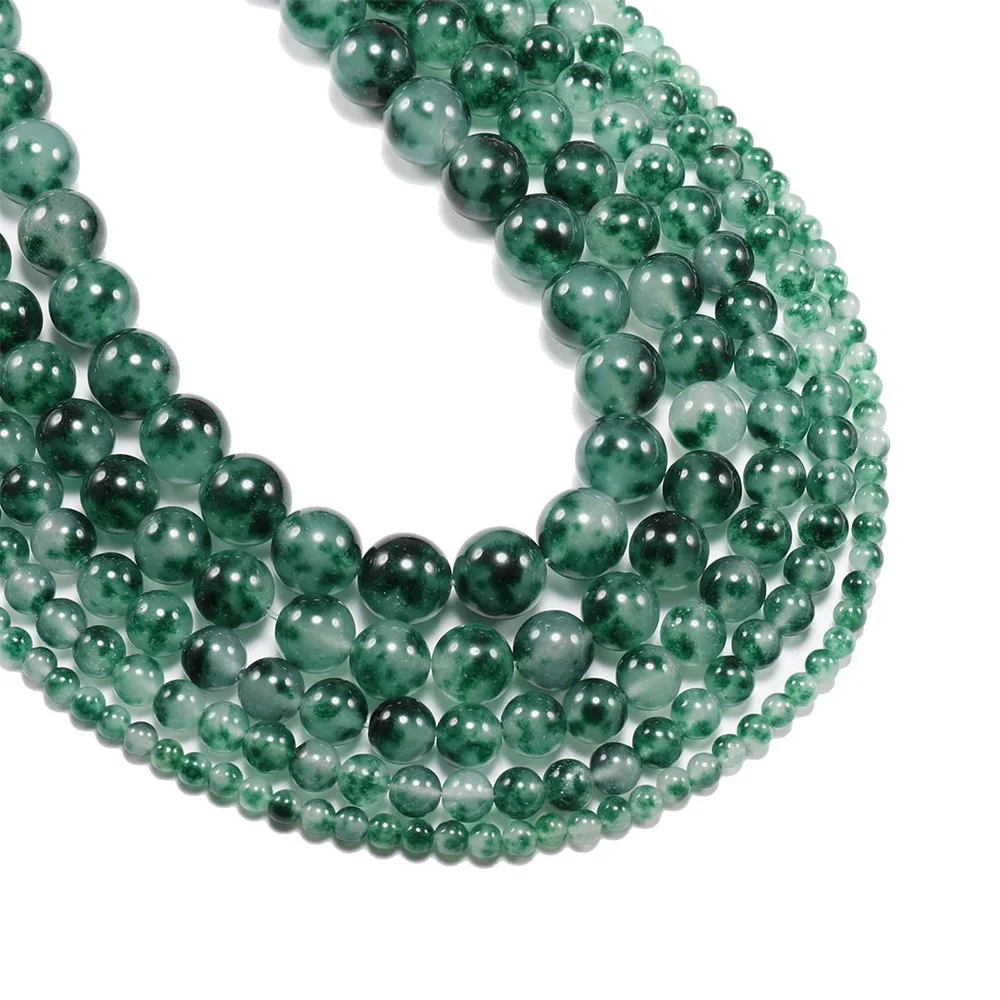 

4-12mm Beads for Jewelry Making Natural Stone Flower Green Jade Round DIY Jewelry Necklace Bracelet Manual Jasper Quartz Crimp