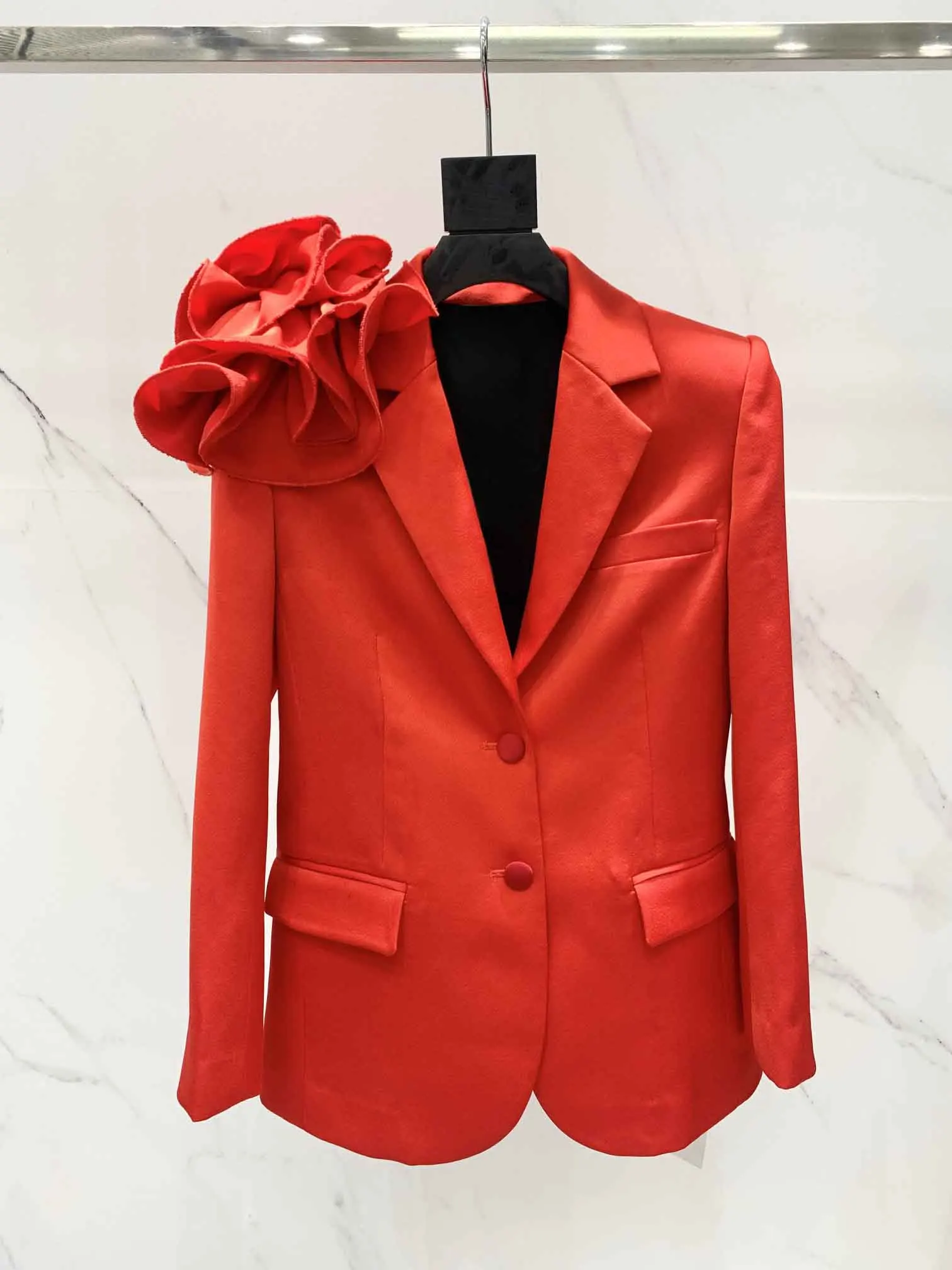 

New single-breasted suit decorative three-dimensional design flowers