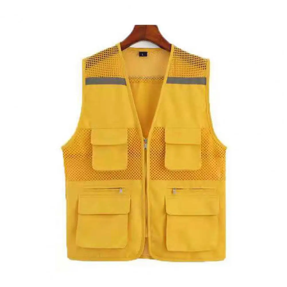 thumbnail image 1 of Chaleco de seguridad reflectante Chaleco de pesca de director de rayas reflectantes con múltiples bolsillos para hombres Malla ligera para niños, 1 of 5