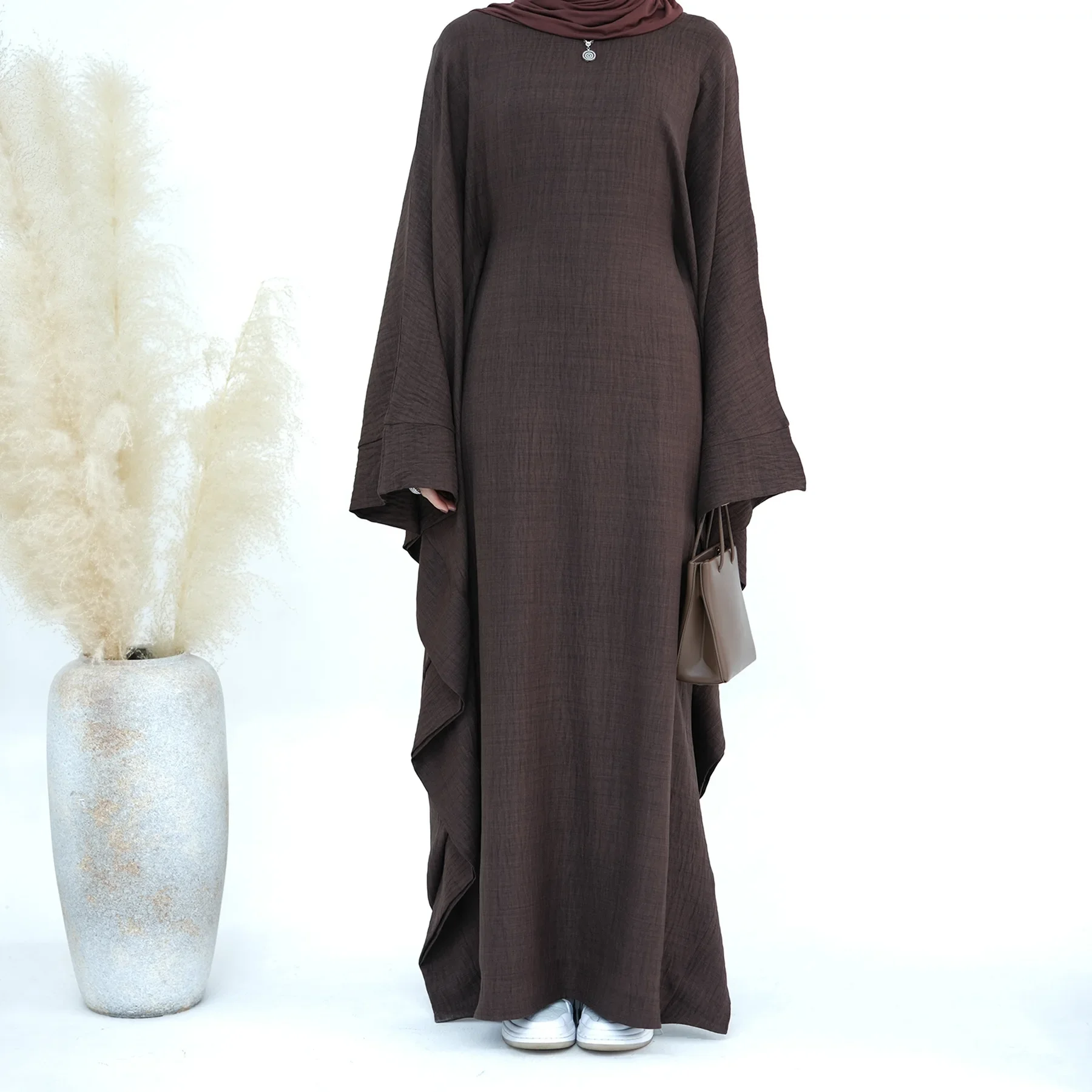 Butterfly Sleeve Abaya Inner Belt Plain Muslim Abayas for Women Party Dress Dubai Turkey Kaftan Robe Ramadan Eid Islam Clothing