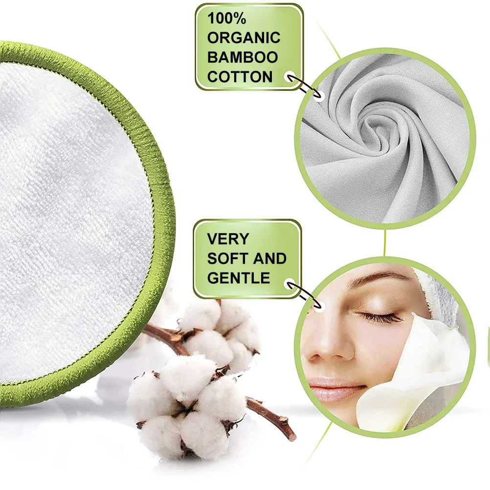 Eco-Friendly Reusable Makeup Remover Pads Set – 20 Washable Cotton Rounds with Laundry Bag and Storage Box