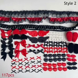 Colorful Girly Pink Bow Lace DIY Accessories & Decor Plush Material Pack (Red)