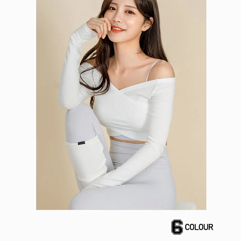 

Новинка 2023, женские сексуальные спортивные рубашки на одно плечо для йоги, женские укороченные топы с длинным рукавом для бега, тренажерного зала, женская одежда для тренировок и фитнеса