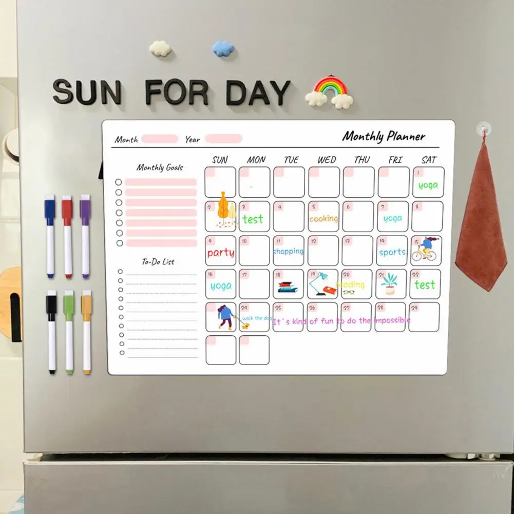 Weekly Planner for Lifestyle Magnetic Whiteboard Weekly Planner Set 9pcs for Fridge with Dry-erase Message Board Home