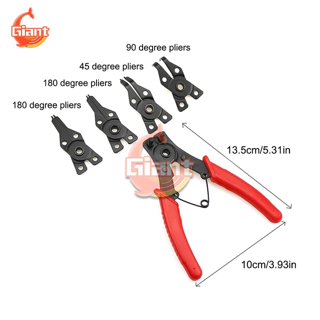 Jeu de pince pour circlips - 5 pièces - 4 têtes interchangeables
