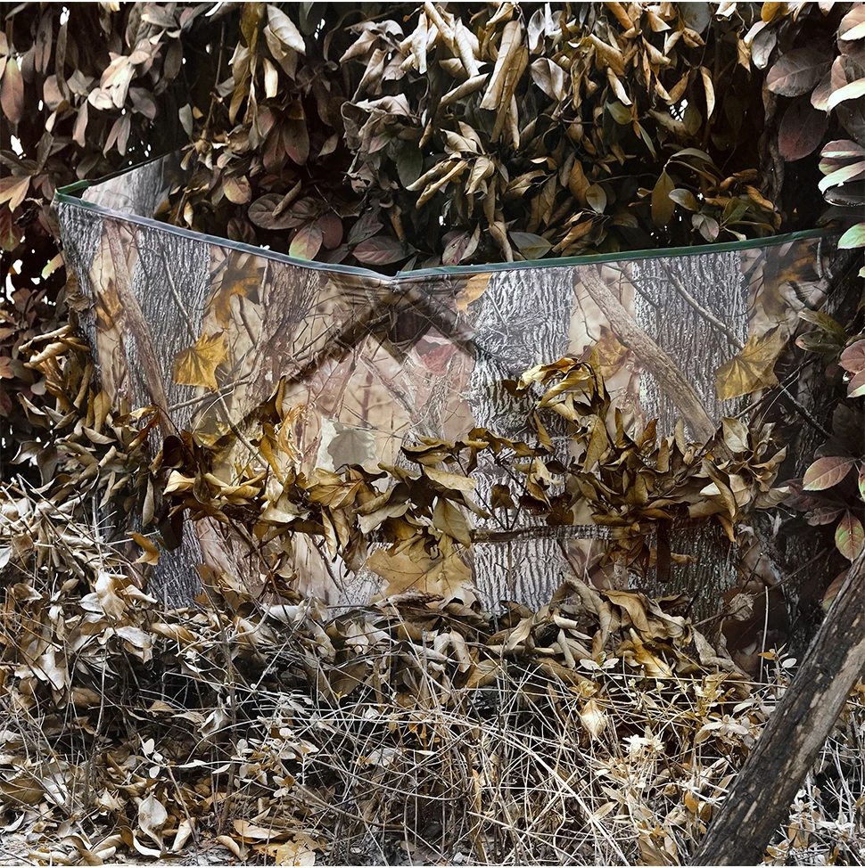 WESTTUNE Pop Up Ground Blinds Quick Setup Durable Three-Panel Hunting Blind Low-Noise Grass Camo Hunting Camouflage Accessory