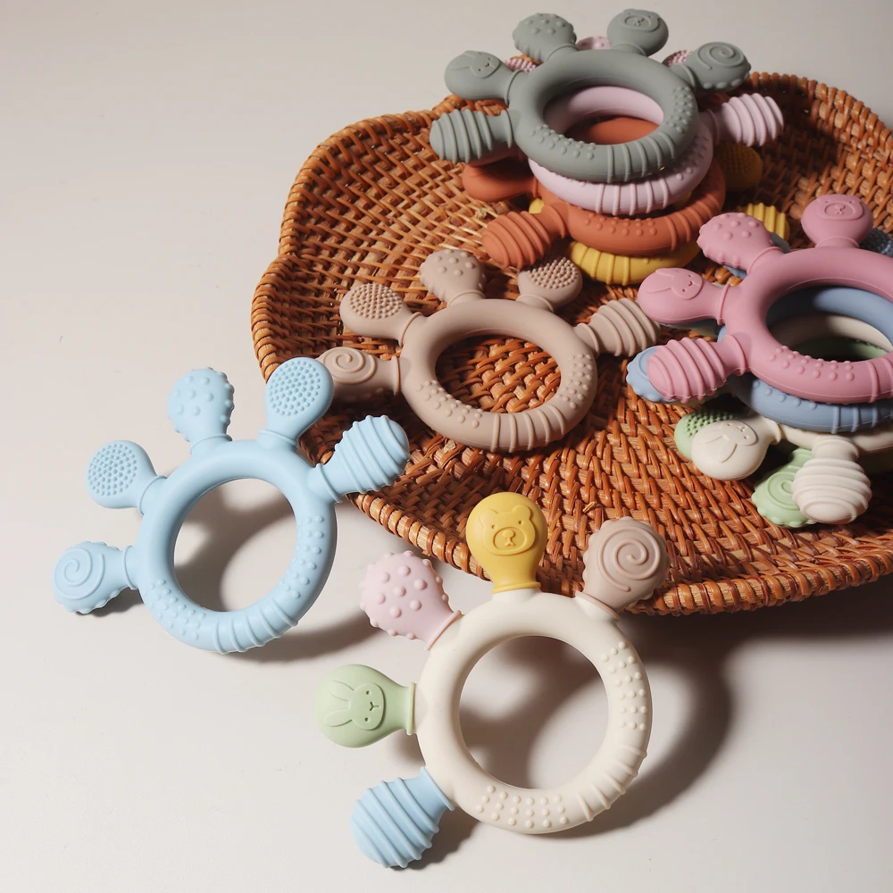 Silicone Teething Toys teething toys baby teething toys silicone teething toys silicone teether Silicone Teether Food Grade Teething Ring Sensory Toys for Toddlers Silicone hand shape Soothing Toys Accessories