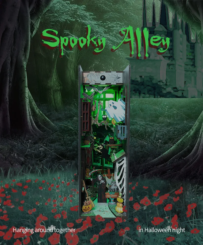 Halloween Spooky Alley DIY Wooden Book Nook