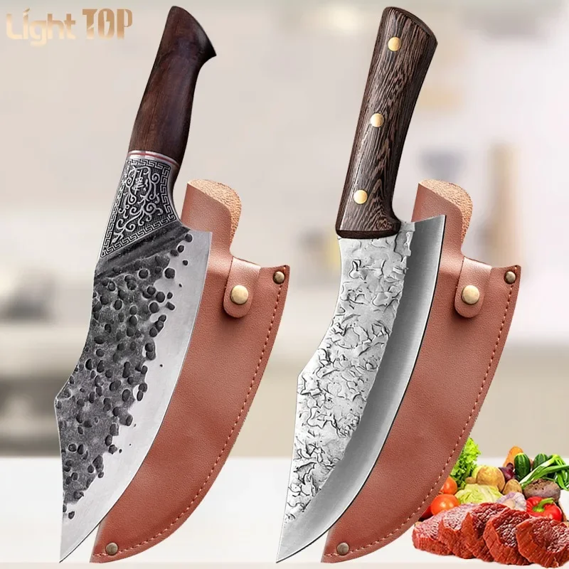 

Butcher Boning Kitchen Chef Knife Professional Meat Cleaver Knife Hand Forged 5Cr15Mov Steel Camping Fishing Hunting Knife