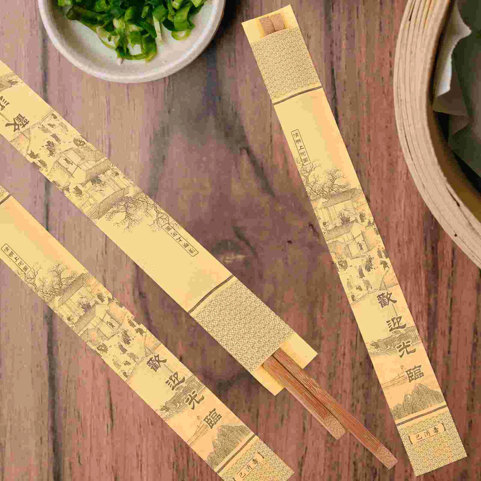 500Pcs Disposable Chopsticks Bags Paper Sleeves Restaurant Takeout Supplies Storage Holders Tableware Pouches Cutlery Cases 3