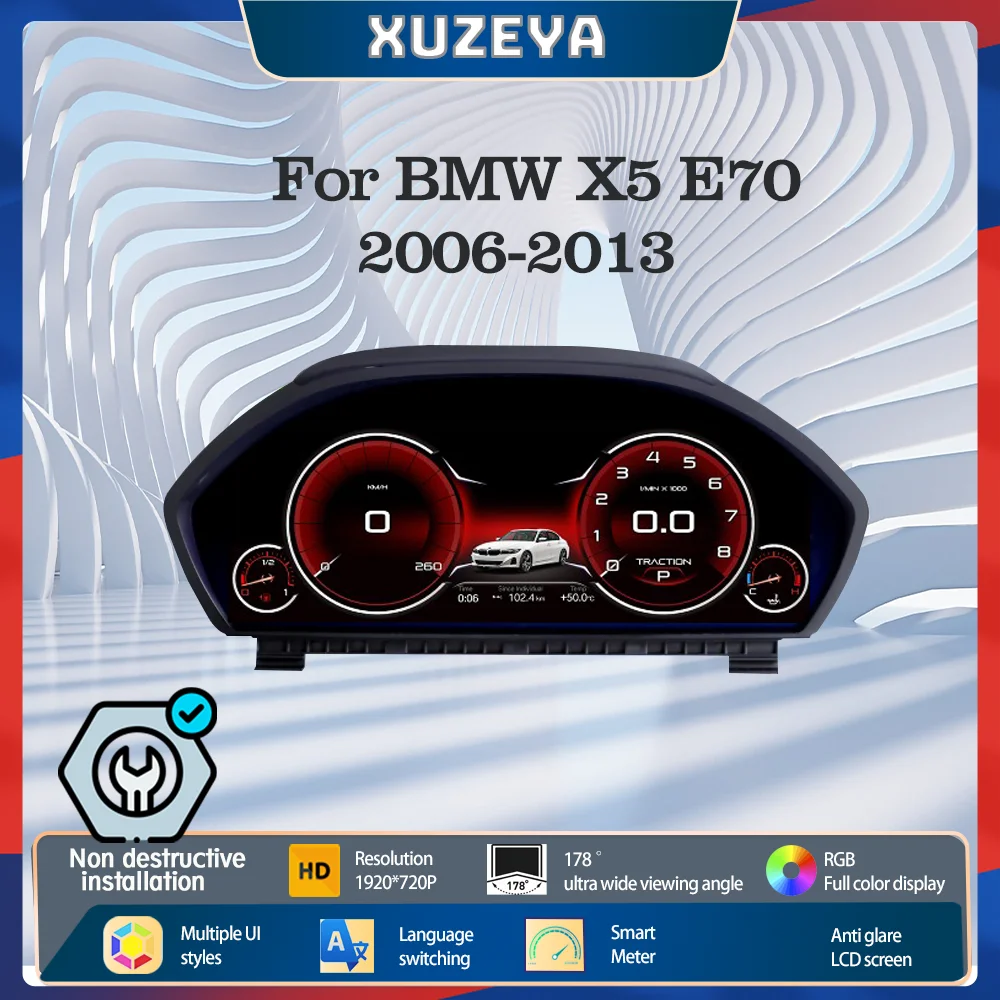 Panel de Instrumentos Digital de 12.3'' para BMW X5 E70 X6 E71 2006-2013 CCC CIC, Odómetro, Panel de Instrumentos HUD, Velocímetro