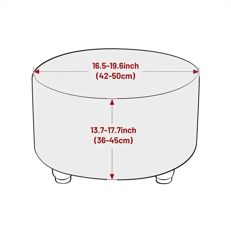 Round Ottoman Cover - Stretchable Furniture Protector for Living Room Footstool