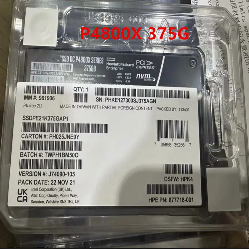 NEW Original FOR Intel Optane SSD P4800X 375G 750G 1.5TB U.2