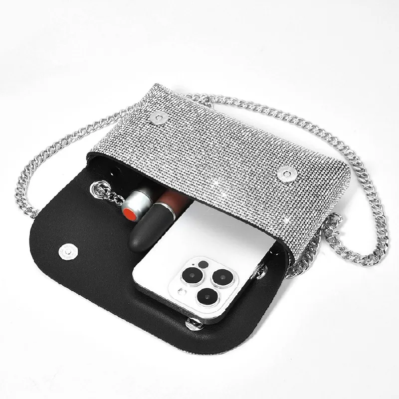 Luxury Designer Handbag Women's Small Square Purses Bag Messenger Fashion Water Diamond Full Diamond Crossbody Female Chain Bag