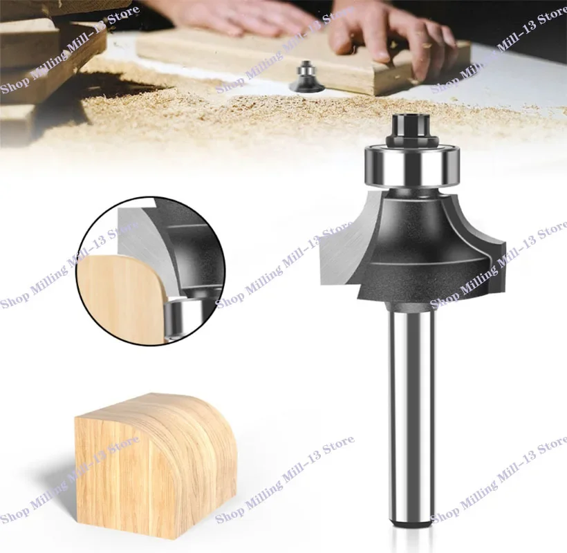 High Quality 1/4&6mm shank Corner Round Over Router Bit with Bearing Milling Cutter for Wood Woodwork 1 set