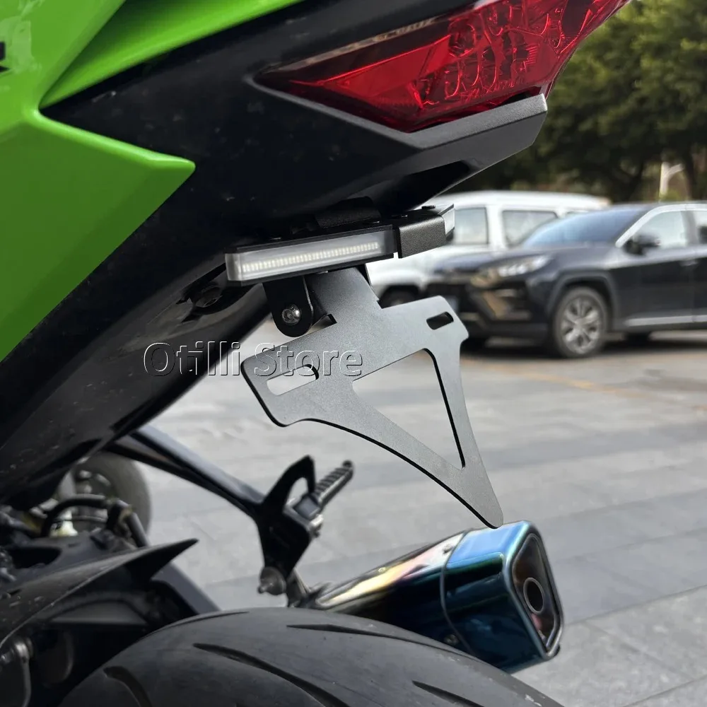 가와사키 닌자 ZX-10R ZX10R ZX10RR 2023 2024 2025 오토바이 후면 번호판 브래킷 홀더 LED 방향 지시등 포함