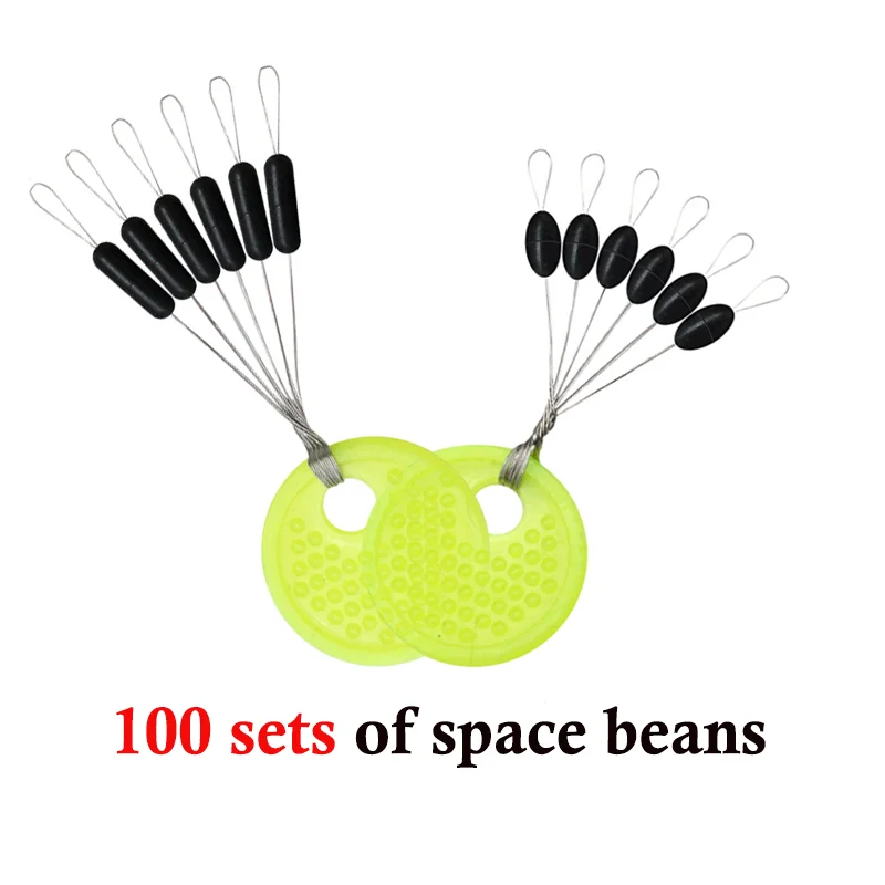 600pcs 100 Group Set High Quality Rubber Space Beans Sea Carp Fly Fishing Black Rubber Oval Stopper Fishing Float Bobber