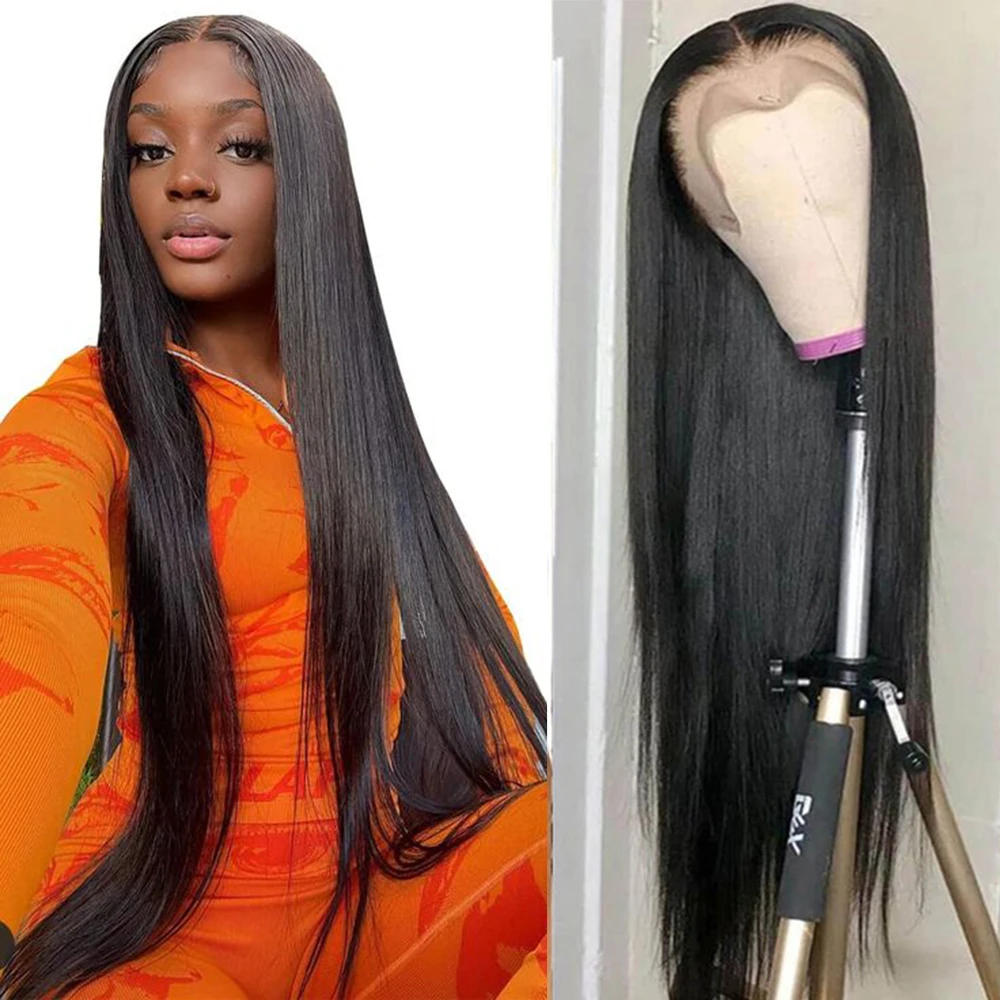 

180 Density 13x4 Lace Front Human Hair Wigs Straight Indian Raw Human Hair Wigs For Women Transparent HD Lace Frontal Wigs Remy