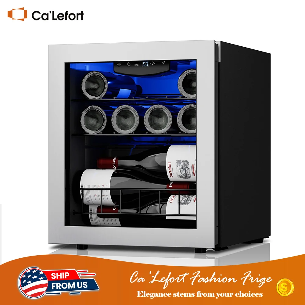 Ca&rsquo;Lefort 12 Bottle Wine Cooler-Freestanding Wine Fridge with Glass Door and 38-65℉ Temperature Control Ideal for Home Use