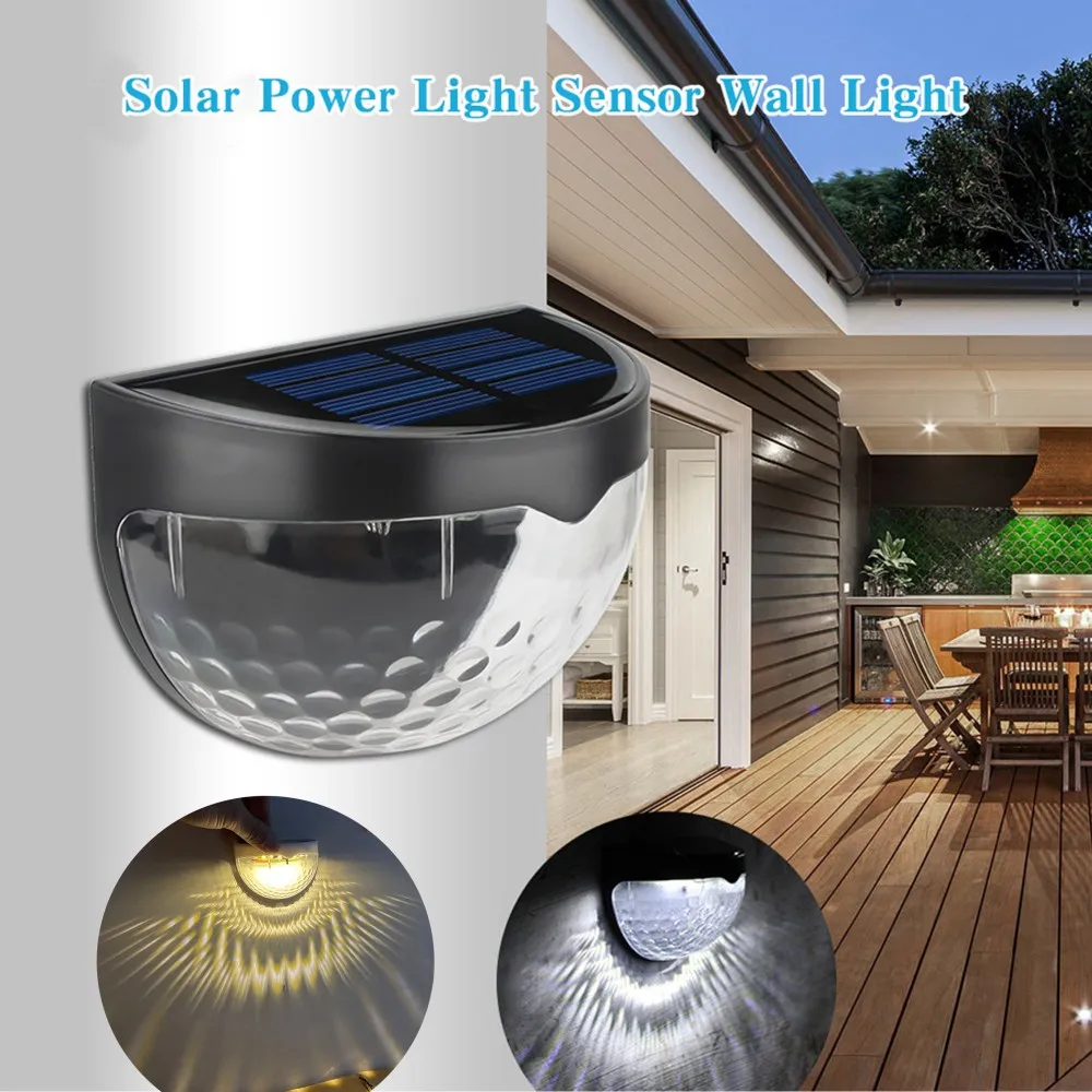 LED Solar Light Outdoor IP65 Waterproof Fence Wall Lamp Energy Saving Yard Night Lamps For Pathway Step Courtyard Garden Decor