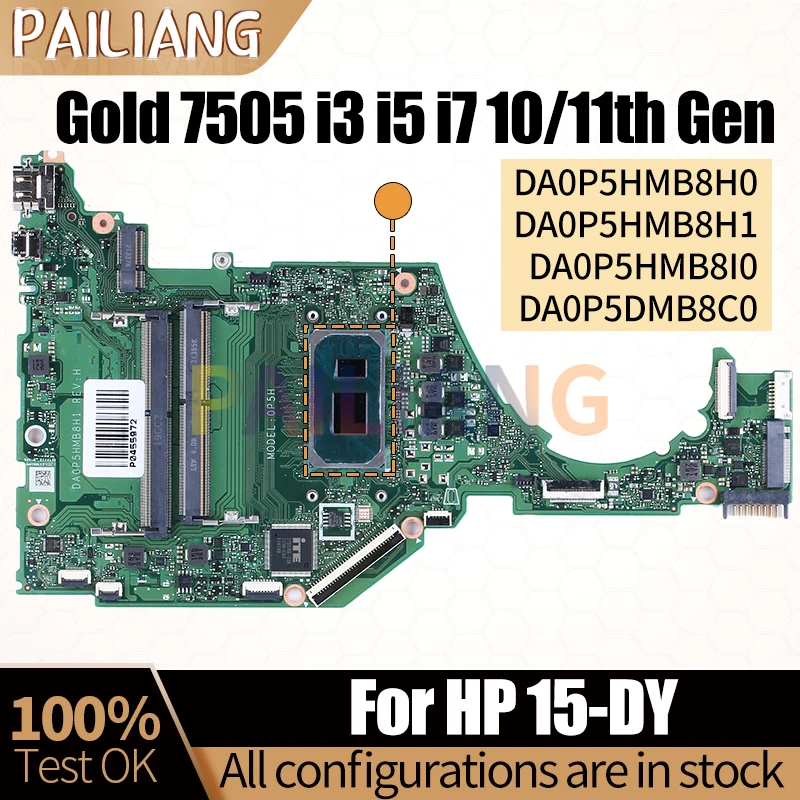 Mainboard Testado Completo para Notebook hp Laptop Placa-mãe Da0p5hmb8h0 Da0p5hmb8h1 Da0p5hmb8i0 Da0p5dmb8c0 I3i5i7 10 e 11 °