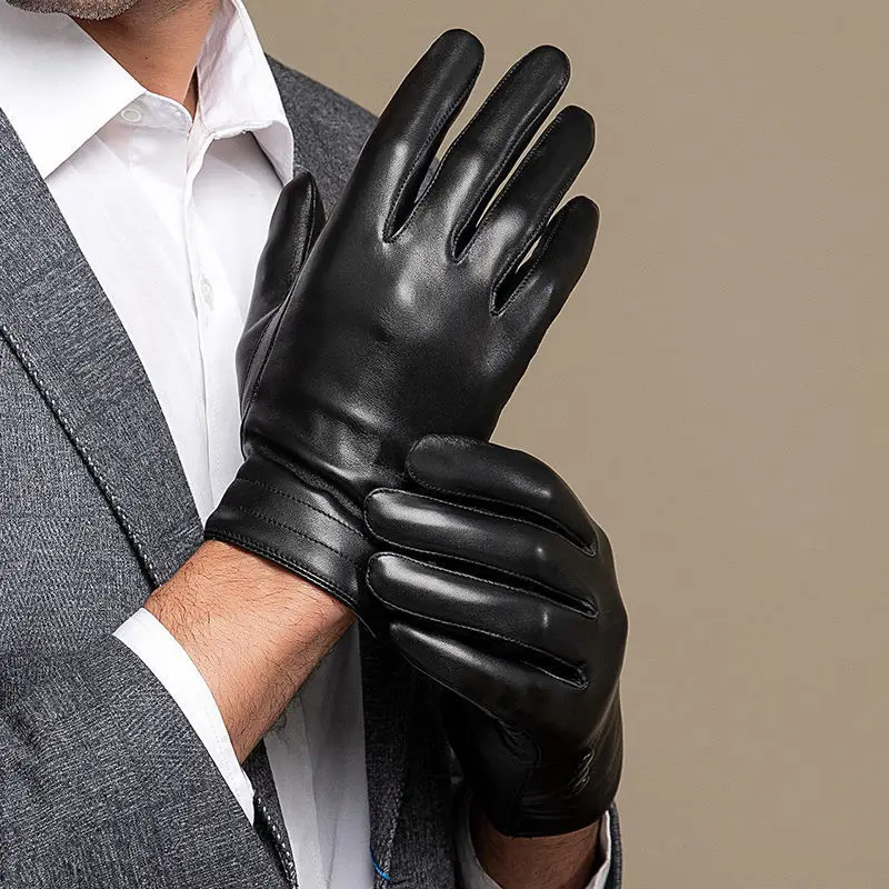 メンズレザーグローブ,本物のシープスキン,薄い,運転用,新しい2022